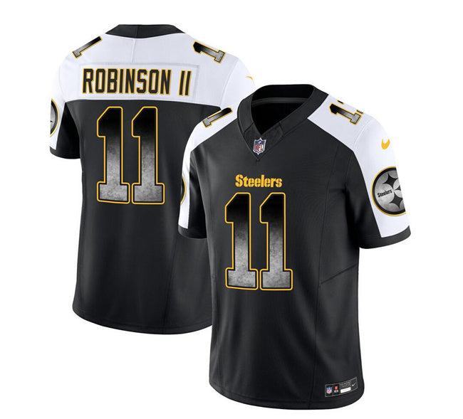 Mens Pittsburgh Steelers #11 Allen Robinson II Black/White 2023 FUSE Vapor Untouchable Limited Stitched Jersey