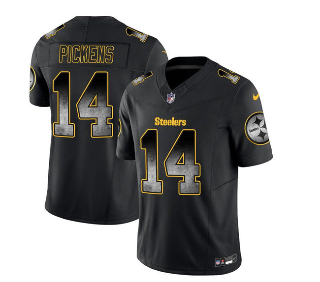 Mens Pittsburgh Steelers #14 George Pickens Black 2023 FUSE Smoke Vapor Untouchable Limited Stitched Jersey