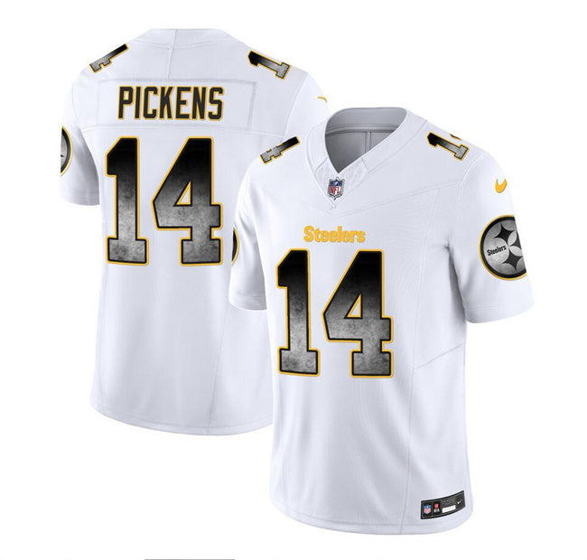 Mens Pittsburgh Steelers #14 George Pickens White 2023 FUSE Smoke Vapor Untouchable Limited Stitched Jersey