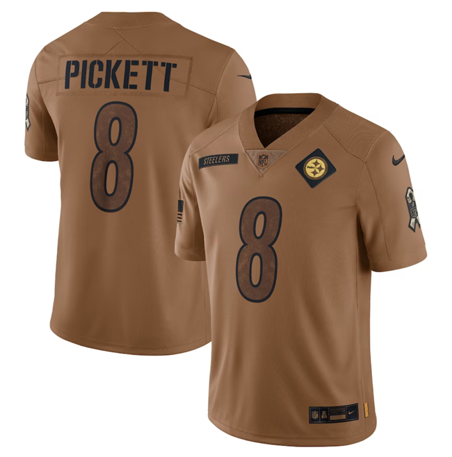 Mens Pittsburgh Steelers #8 Kenny Pickett 2023 Brown Salute To Service Limited Jersey
