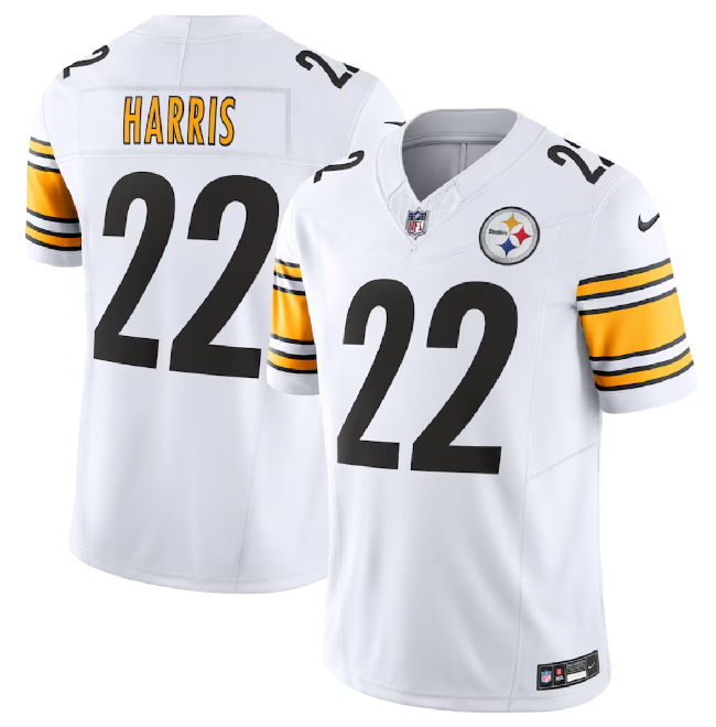 Mens Pittsburgh Steelers #22 Najee Harris White 2023 FUSE Vapor Untouchable Limited Stitched Jersey
