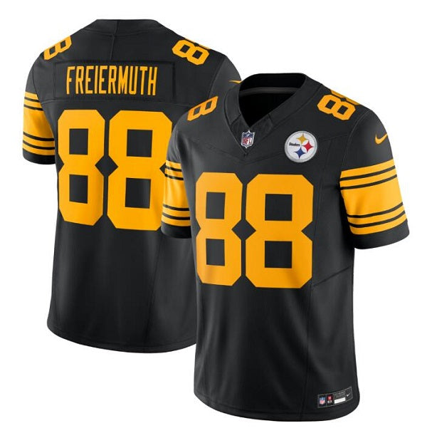 Mens Pittsburgh Steelers #88 Pat Freiermuth Black 2023 FUSE Vapor Color Rush Limited Stitched Jersey
