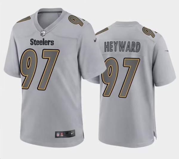 Mens Pittsburgh Steelers #97 Cameron Heyward Gray Atmosphere Fashion Stitched Jersey