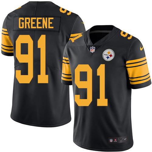 Mens Pittsburgh Steelers #91 Kevin Greene Black Color Rush Limited Stitched Jersey