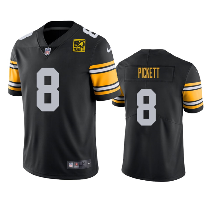 Mens Pittsburgh Steelers #8 Kenny Pickett Black 2023 50th Anniversary Vapor Untouchable Limited Jersey