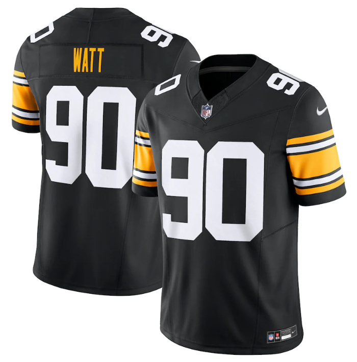 Mens Pittsburgh Steelers #90 TJ Watt Black 2023 FUSE Vapor Untouchable Limited Jersey