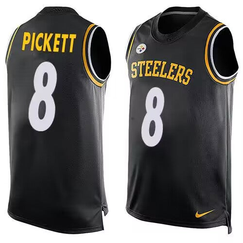 Mens Pittsburgh Steelers #8 Kenny Pickett Black Tank top Stitched Jersey