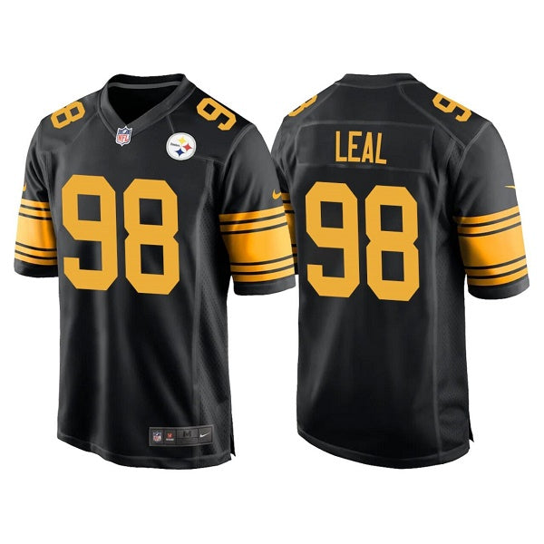 Mens Pittsburgh Steelers #98 DeMarvin Leal Black Color Rush Stitched Jersey
