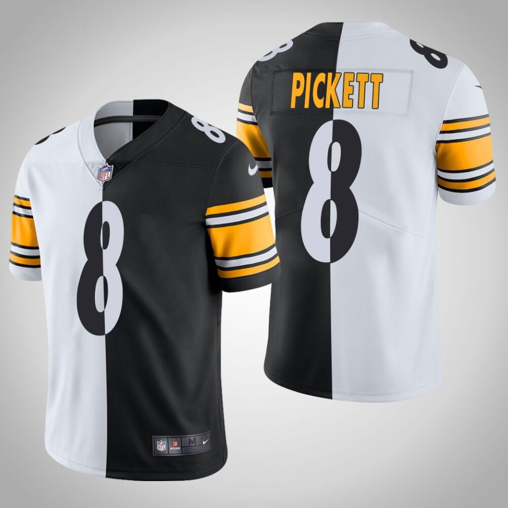 Mens Pittsburgh Steelers #8 Kenny Pickett White/Black Split Limited Stitched Jersey