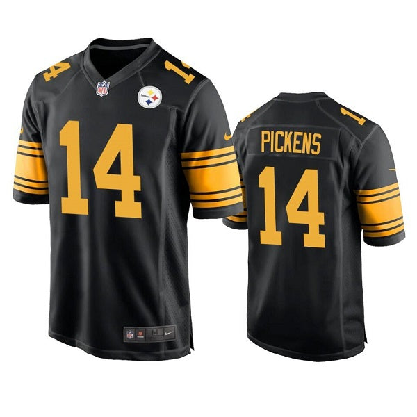 Mens Pittsburgh Steelers #14 George Pickens Black Color Rush Stitched Jersey
