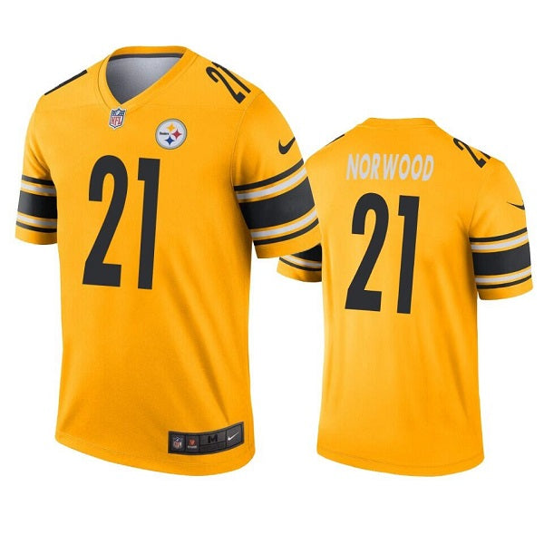 Mens Pittsburgh Steelers #21 Tre Norwood Gold Inverted Legend Stitched Jersey