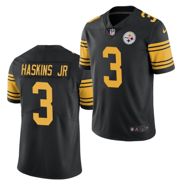 Mens Pittsburgh Steelers #3 Dwayne Haskins Jr Black Color Rush Limited Stitched Jersey