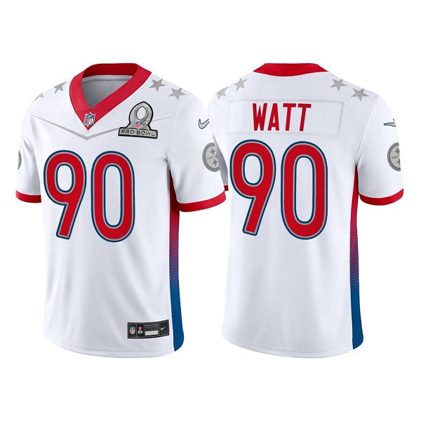 Mens Pittsburgh Steelers #90 TJ Watt 2022 White Pro Bowl Stitched Jersey