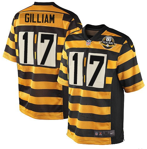 Mens Pittsburgh Steelers #17 Joe Gilliam Yellow/Black Alternate 80TH Anniversary Throwback Stitched Jersey