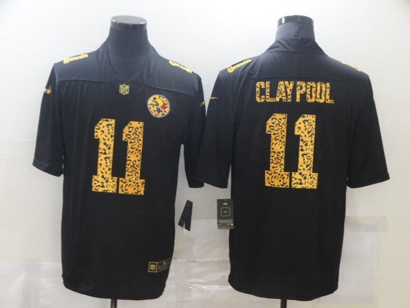 Mens Pittsburgh Steelers #11 Chase Claypool 2020 Black Leopard Print Fashion Limited Stitched Jersey