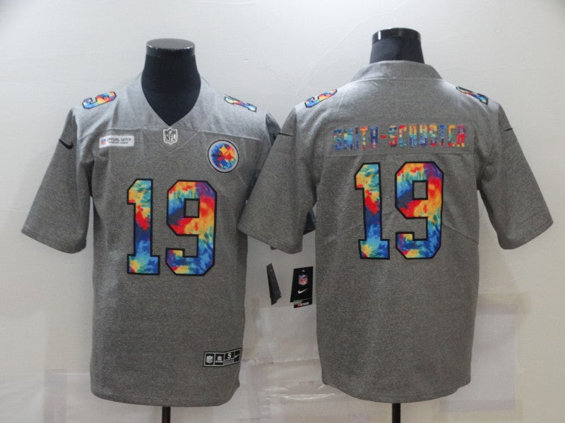 Mens Pittsburgh Steelers #19 JuJu Smith-Schuster 2020 Grey Crucial Catch Limited Stitched Jersey
