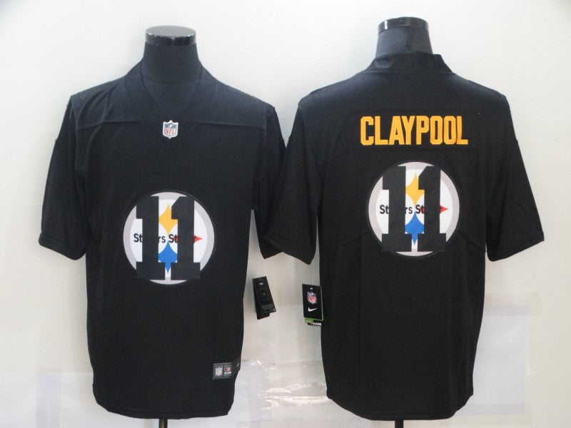 Mens Pittsburgh Steelers #11 Chase Claypool Black Shadow Logo Limited Stitched Jersey