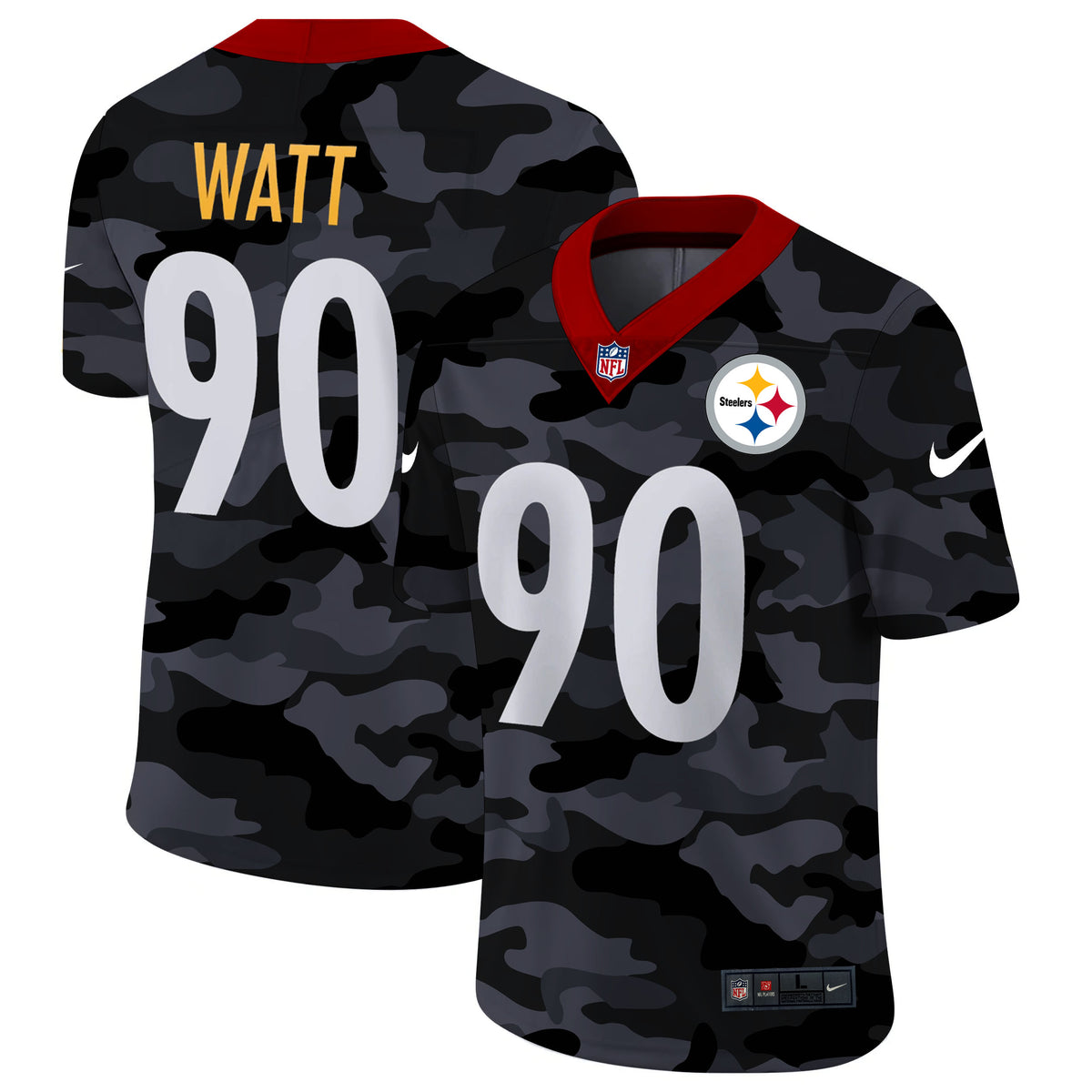 Mens Pittsburgh Steelers #90 T J Watt 2020 Camo Stitched Limited Jersey