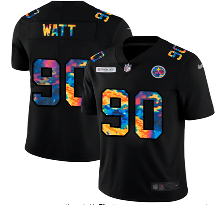 Mens Pittsburgh Steelers #90 T J Watt 2020 Black Crucial Catch Limited Stitched Jersey