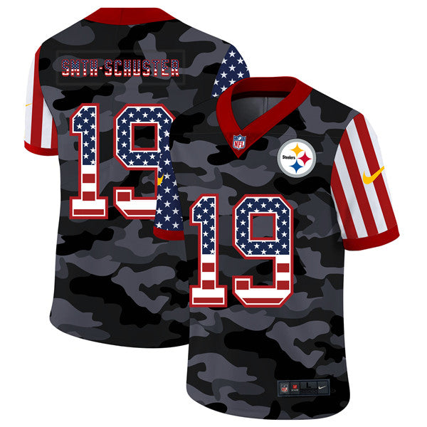 Mens Pittsburgh Steelers #19 JuJu Smith-Schuster 2020 Camo USA Flag Limited Stitched Jersey