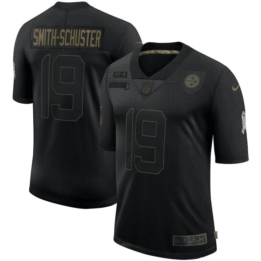 Mens Pittsburgh Steelers #19 JuJu Smith-Schuster Black 2020 Salute To Service Limited Stitched Jersey