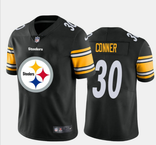 Mens Pittsburgh Steelers #30 James Conner Black 2020 Team Big Logo Limited Stitched Jersey