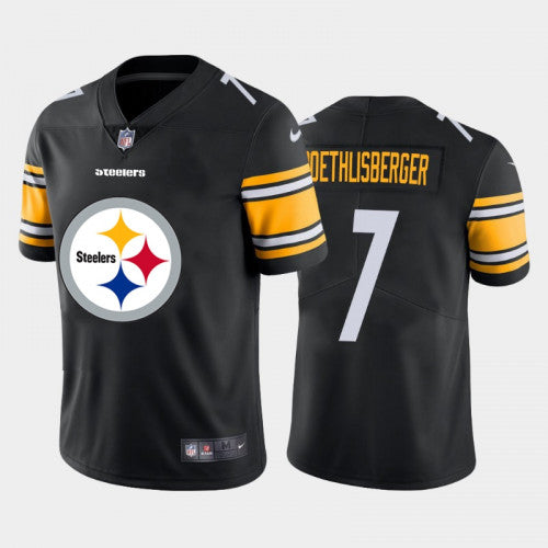 Mens Pittsburgh Steelers #7 Ben Roethlisberger Black 2020 Team Big Logo Limited Stitched Jersey
