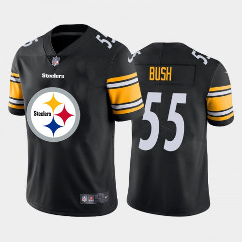Mens Pittsburgh Steelers #55 Devin Bush Black 2020 Team Big Logo Limited Stitched Jersey