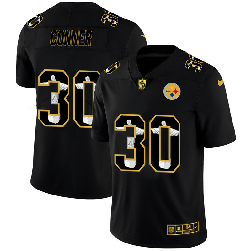 Mens Pittsburgh Steelers #30 James Conner Black Jesus Faith Edition Limited Stitched Jersey