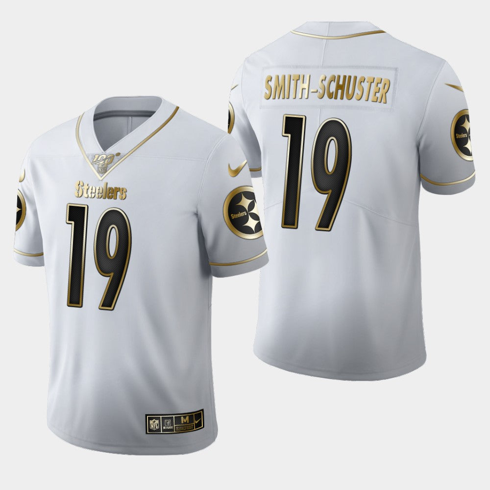 Mensittsburgh Steelers #19 JuJu Smith-Schuster White 2019 100th Season Golden Edition Limited Stitched NFL Jersey