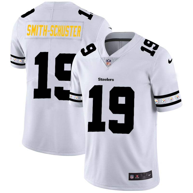 Mens Pittsburgh Steelers #19 JuJu Smith-Schuster White 2019 Team Logo Cool Edition Stitched NFL Jersey