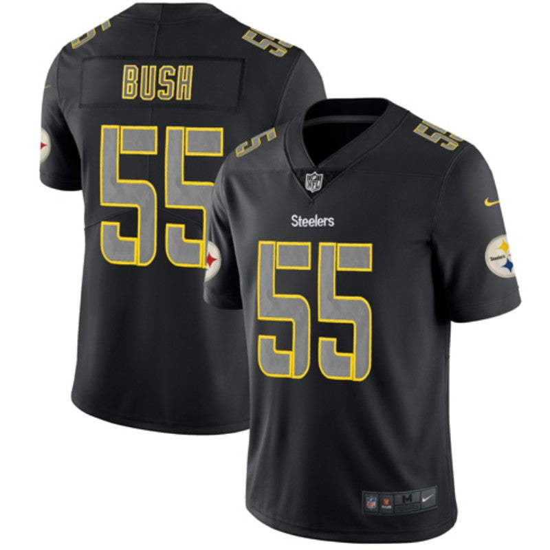 Mens Pittsburgh Steelers #55 Devin Bush Black Impact Limited Stitched NFL Jersey