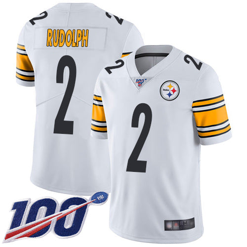 Mens Pittsburgh Steelers #2 Mason Rudolph 2019 White 100th season Vapor Untouchable Limited Stitched NFL Jersey