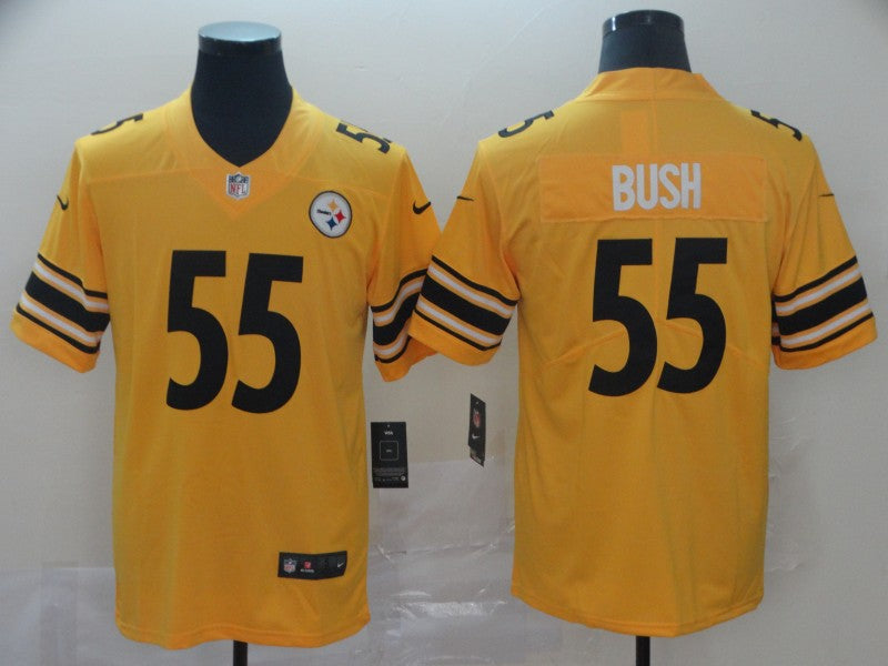 Mens Pittsburgh Steelers #55 Devin Bush Gold Inverted Legend Stitched NFL Jersey