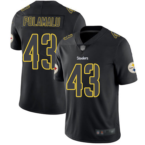 Mens Pittsburgh Steelers #43 Troy Polamalu Black 2018 Impact Limited Stitched NFL Jersey