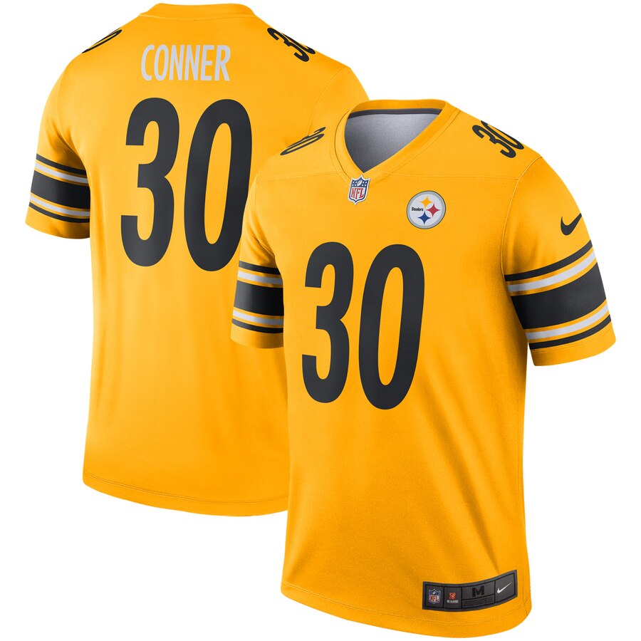 Mens Pittsburgh Steelers #30 James Conner 2019 Gold Inverted Legend Jersey