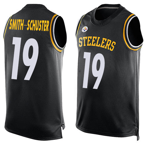 Mens Pittsburgh Steelers #19 JuJu Smith-Schuster Black Tank Top Stitched NFL Jersey