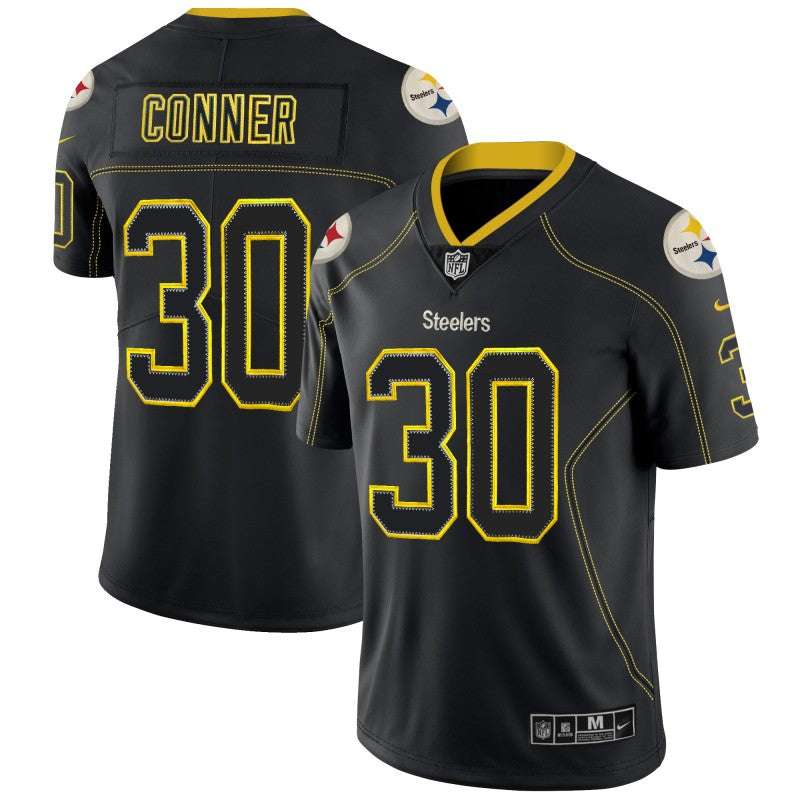 Mens Pittsburgh Steelers #30 James Conner Black 2018 Lights Out Color Rush Limited NFL Jersey