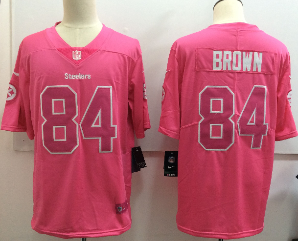 Mens Nike Steelers #84 Antonio Brown Pink Limited Rush Stitched NFL Jersey