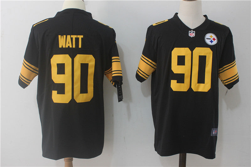 Mens Nike Pittsburgh Steelers #90 TJ Watt Black Limited Rush Stitched NFL Jersey