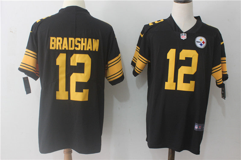Mens Nike Pittsburgh Steelers #12 Terry Bradshaw Black Limited Rush Stitched NFL Jersey