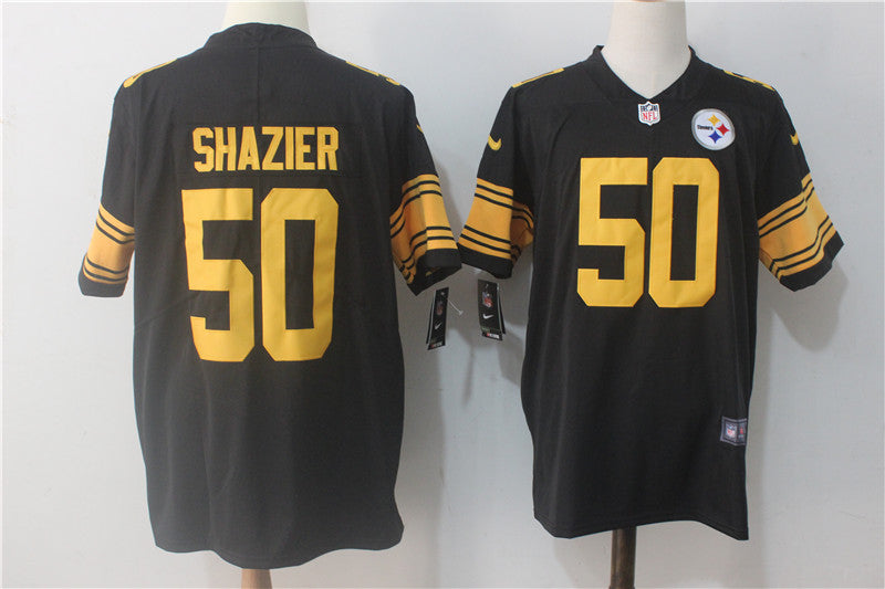 Mens Nike Pittsburgh Steelers #50 Ryan Shazier Black Limited Rush Stitched NFL Jersey