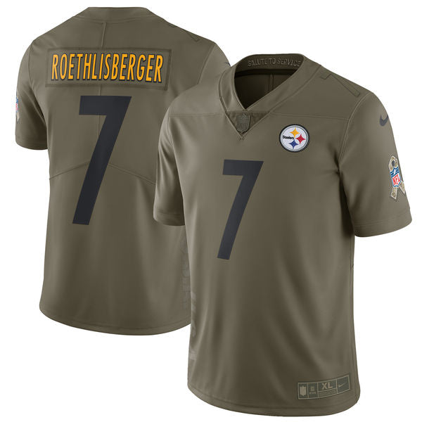 Mens Nike Pittsburgh Steelers #7 Ben Roethlisberger Olive Salute To Service Limited Stitched NFL Jersey