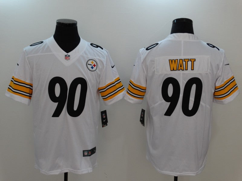 Mens Pisttsburgn Steelers #90 TJ Watt White Vapor Untouchable Player Limited Jersey