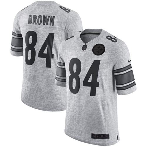 Nike Steelers #84 Antonio Brown Gray Mens Stitched NFL Limited Gridiron Gray II Jersey