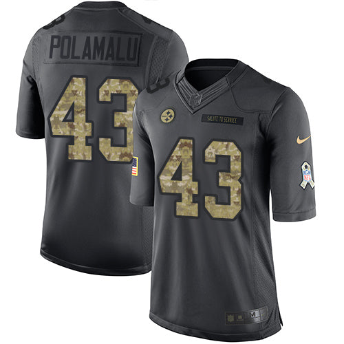 Nike Steelers #43 Troy Polamalu Black Mens Stitched NFL Limited 2016 Salute to Service Jersey