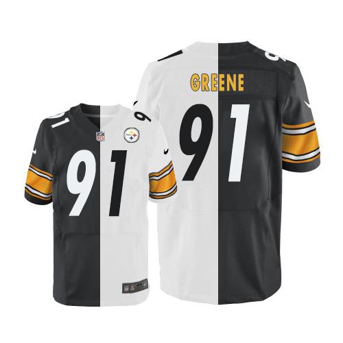 Nike Steelers #91 Kevin Greene White/Black Mens Stitched NFL Elite Split Jersey