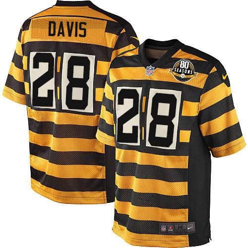 Nike Steelers #28 Sean Davis Yellow/Black Alternate Mens Stitched NFL 80TH Throwback Elite Jersey