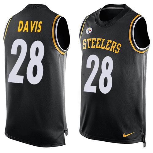 Nike Steelers #28 Sean Davis Black Team Color Mens Stitched NFL Limited Tank Top Jersey
