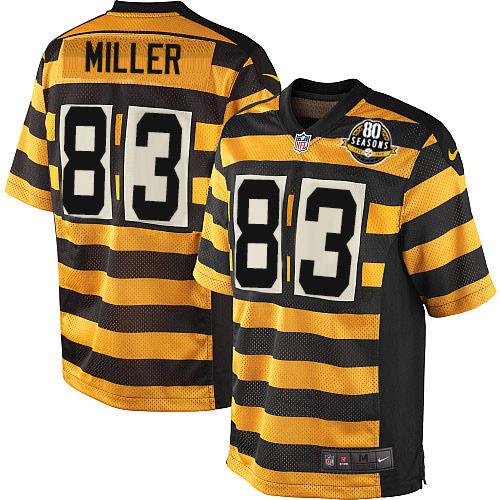 Nike Steelers #83 Heath Miller Yellow/Black Alternate Mens Stitched NFL 80TH Throwback Elite Jersey